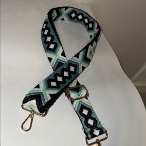 Guitar Strap Turquoise Green Blue Black - Adjustable